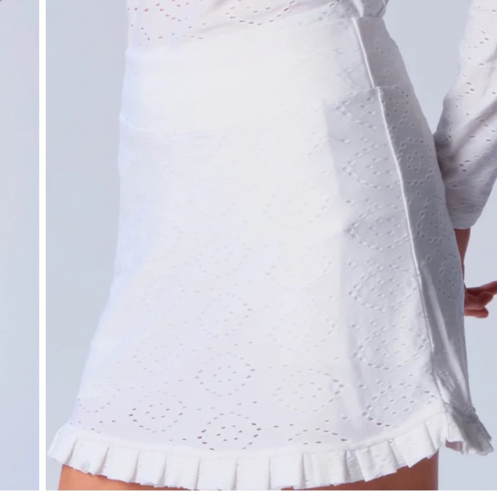 G-Lifestyle Ruffle Tennis/Pickle Skort - White Eyelet